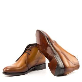 Ambrogio Bespoke Cognac Leather Chukka Boots (AMB2265)