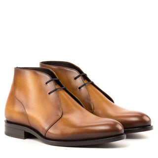 Ambrogio Bespoke Cognac Leather Chukka Boots (AMB2265)