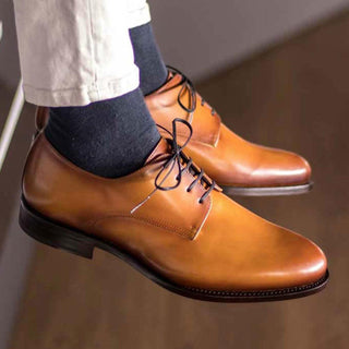 Ambrogio Bespoke Cognac Leather Derby Oxfords (AMB2268)
