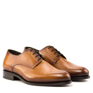 Ambrogio Bespoke Cognac Leather Derby Oxfords (AMB2268)