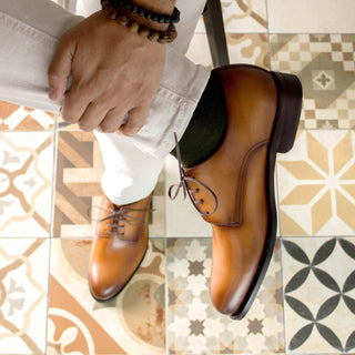 Ambrogio Bespoke Cognac Leather Derby Oxfords (AMB2330)