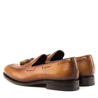 Ambrogio Bespoke Cognac Leather Tassels Loafers (AMB2269)