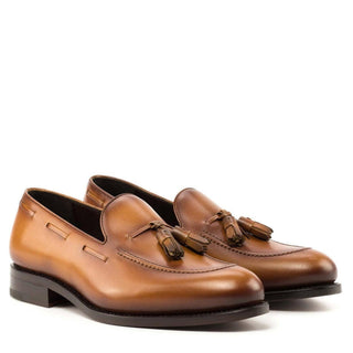 Ambrogio Bespoke Cognac Leather Tassels Loafers (AMB2269)