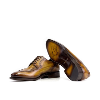 Ambrogio Bespoke Cognac Patina Leather Derby Split Toe Oxfords (AMB2448)