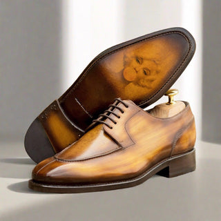 Ambrogio Bespoke Cognac Patina Leather Derby Split Toe Oxfords (AMB2448)