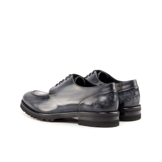 Ambrogio Bespoke Custom Gray Patina Leather Derby Split-Toe Oxfords (AMB2208)