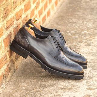 Ambrogio Bespoke Custom Gray Patina Leather Derby Split-Toe Oxfords (AMB2208)