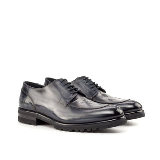 Ambrogio Bespoke Custom Gray Patina Leather Derby Split-Toe Oxfords (AMB2208)