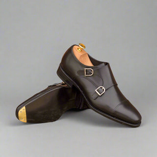 Ambrogio Bespoke Custom Men's Shoes Black Calf-Skin Leather Monk-Straps Loafers (AMB2006)-AmbrogioShoes