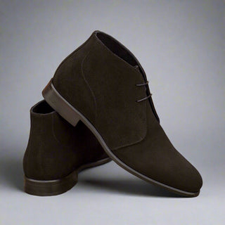 Ambrogio Bespoke Custom Men's Shoes Black Suede Leather Chukka Boots (AMB1989)-AmbrogioShoes
