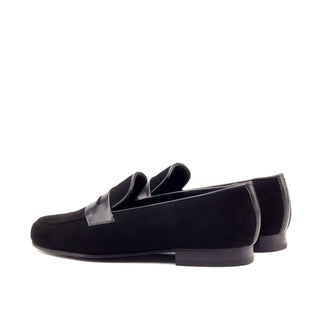 Ambrogio Bespoke Custom Men's Shoes Black Suede Leather Penny Loafers (AMB1977)-AmbrogioShoes