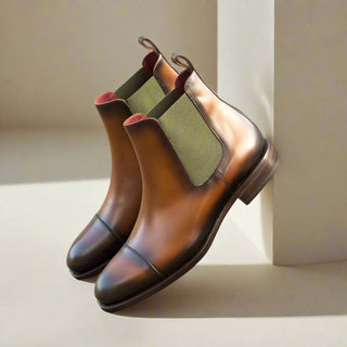 Ambrogio 4645 Bespoke Custom Men's Custom Made Shoes Brown Calf-Skin Leather Chelsea Boots (AMB1862)-AmbrogioShoes