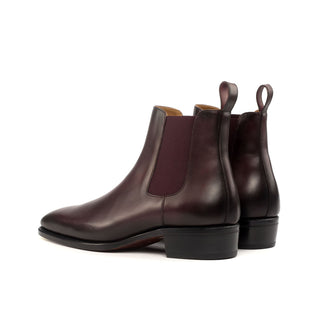 Ambrogio Bespoke Custom Men's Shoes Burgundy Calf-Skin Leather Chelsea Boots (AMB1944)-AmbrogioShoes