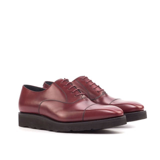 Ambrogio Bespoke Custom Men's Shoes Burgundy Calf-Skin Leather Oxfords (AMB1928)-AmbrogioShoes