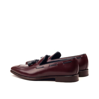 Ambrogio Bespoke Custom Men's Shoes Burgundy Calf-Skin Leather Tassels Loafers (AMB2146)-AmbrogioShoes