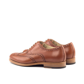 Ambrogio Bespoke Custom Men's Shoes Cognac Calf-Skin Leather Full Brogue Oxfords (AMB2149)-AmbrogioShoes