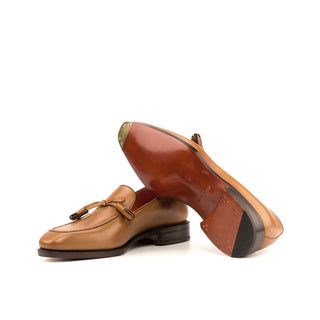 Ambrogio Bespoke Custom Men's Shoes Cognac Calf-Skin Leather Tassels Loafers (AMB2148)-AmbrogioShoes