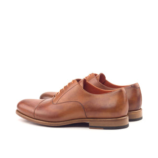 Ambrogio 2949 Bespoke Custom Men's Shoes Cognac Calf-Skin Leather Wingtip Oxfords (AMB1888)-AmbrogioShoes