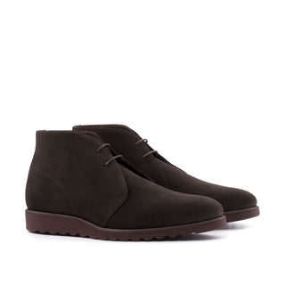 Ambrogio Bespoke Custom Men's Shoes Dark Brown Suede Leather Chukka Boots (AMB2009)-AmbrogioShoes