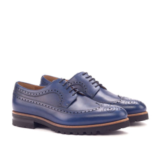 Ambrogio 3168 Bespoke Custom Men's Shoes Navy Calf-Skin Leather Wingtip Oxfords (AMB1892)-AmbrogioShoes