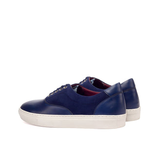 Ambrogio Bespoke Custom Men's Shoes Navy Fabric / Suede / Calf-Skin Leather Top Sider Sneakers (AMB2141)-AmbrogioShoes