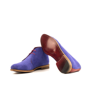 Ambrogio Bespoke Custom Men's Shoes Purple & Red Suede / Calf-Skin Leather Chukka Boots (AMB2150)-AmbrogioShoes