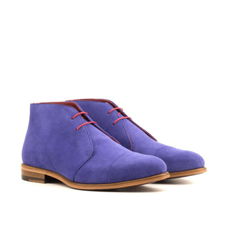 Ambrogio Bespoke Custom Men's Shoes Purple & Red Suede / Calf-Skin Leather Chukka Boots (AMB2150)-AmbrogioShoes