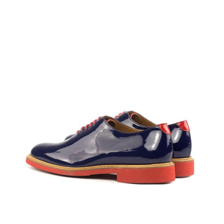 Ambrogio 4551 Bespoke Custom Men's Custom Made Shoes Red & Cobalt Blue Suede / Patent Leather Oxfords (AMB1868)-AmbrogioShoes