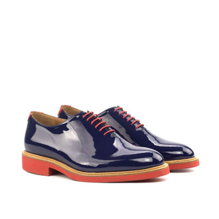 Ambrogio 4551 Bespoke Custom Men's Custom Made Shoes Red & Cobalt Blue Suede / Patent Leather Oxfords (AMB1868)-AmbrogioShoes