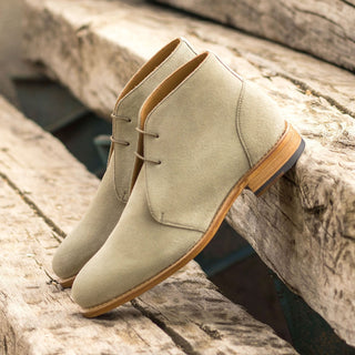 Ambrogio Bespoke Custom Men's Shoes Sand Suede Leather Flex Chukka Boots (AMB2198)-AmbrogioShoes