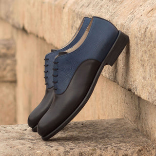 Ambrogio 3092 Bespoke Custom Women's Shoes Black & Navy Pebble Grain / Calf-Skin Leather Oxfords (AMBW1083)-AmbrogioShoes