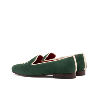 Ambrogio 3594 Bespoke Custom Women's Shoes Forest Green Suede Leather Loafers (AMBW1068)-AmbrogioShoes