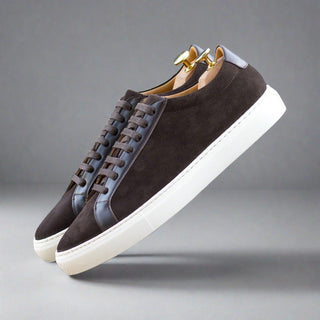 Ambrogio Bespoke Dark Brown Suede Low Top Sneakers (AMB2523)