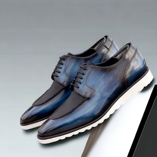 Ambrogio Bespoke Denim Patina Leather Derby Split Toe Oxfords (AMB2509)