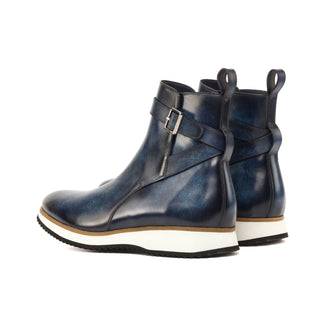 Ambrogio Bespoke Denim Patina Leather Jodhpur Boots (AMB2288)