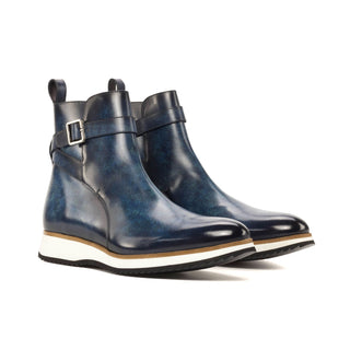 Ambrogio Bespoke Denim Patina Leather Jodhpur Boots (AMB2288)