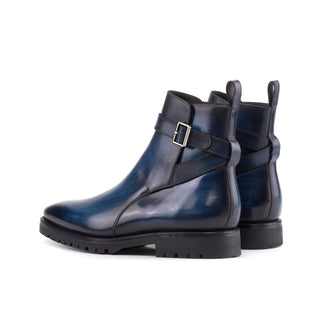 Ambrogio Bespoke Denim Patina Leather Jodhpur Boots (AMB2390)