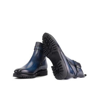Ambrogio Bespoke Denim Patina Leather Jodhpur Boots (AMB2390)