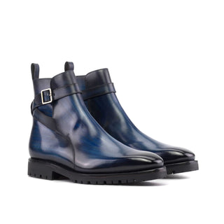Ambrogio Bespoke Denim Patina Leather Jodhpur Boots (AMB2390)