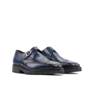 Ambrogio Bespoke Denim Patina Leather Monk Strap (AMB2409)