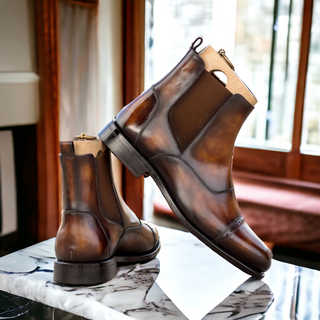 Ambrogio Bespoke Fire Patina Leather Chelsea Boots (AMB2487)
