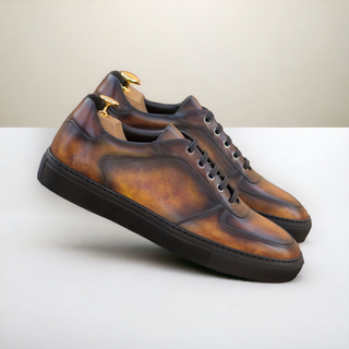 Ambrogio Bespoke Fire Patina Leather Trainer Sneakers (AMB2279)