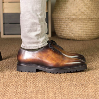 Ambrogio Bespoke Fire Patina Leather Wholecut Oxfords (AMB2406)