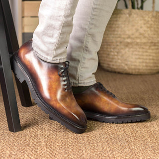 Ambrogio Bespoke Fire Patina Leather Wholecut Oxfords (AMB2406)