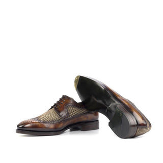 Ambrogio Bespoke Fire Tweed Fabric / Patina Leather Blucher Oxfords (AMB2260)