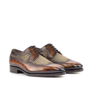 Ambrogio Bespoke Fire Tweed Fabric / Patina Leather Blucher Oxfords (AMB2260)
