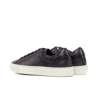 Ambrogio Bespoke Gray Calf-Skin / Woven Leather Trainer Sneakers (AMB2482)