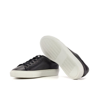 Ambrogio Bespoke Gray Calf-Skin / Woven Leather Trainer Sneakers (AMB2482)