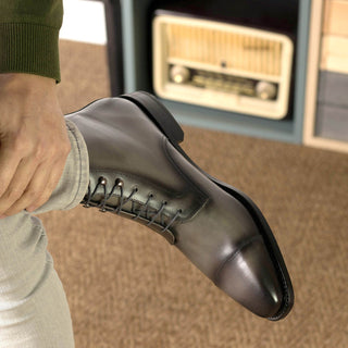 Ambrogio Bespoke Gray Leather Jumper Boots (AMB2399)