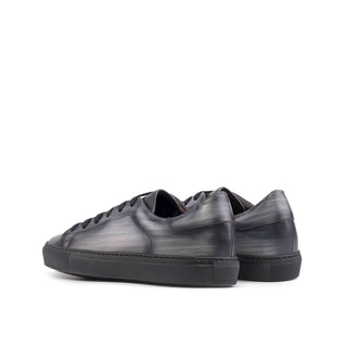Ambrogio Bespoke Gray Patina Leather Trainer Sneakers (AMB2398)